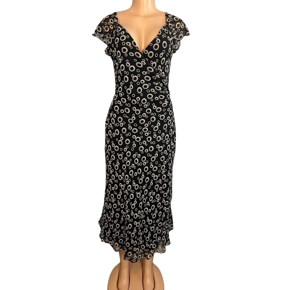 Maggy London Black and White Midi Dress